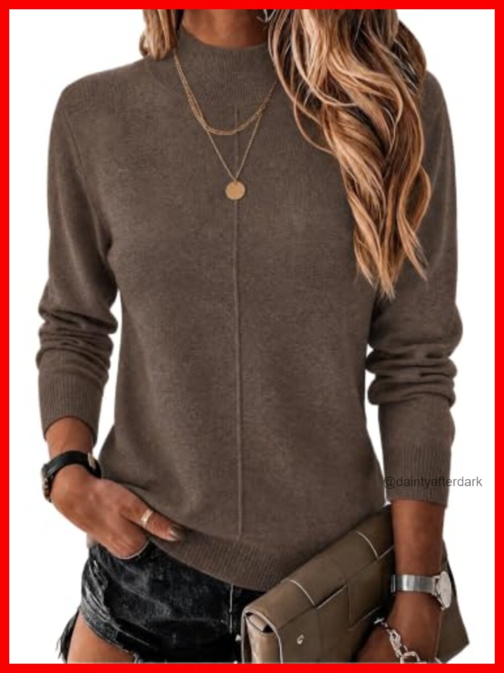 Wool Blend Mock Neck Long Sleeve Pullover Sweater Loose Fit Business Casual